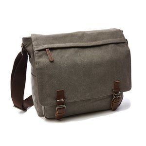 Canvas crossbody messenger bag with front zipper